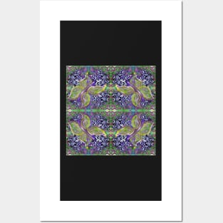 green and purple butterfly with swirly pattern Posters and Art